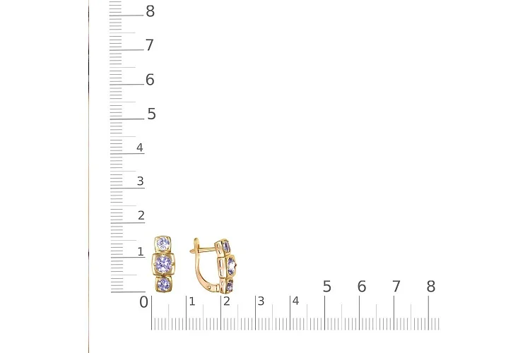 Серьги из жёлтого золота с 6 танзанитами