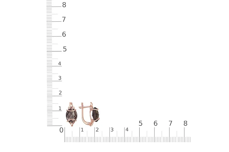 Серьги из красного золота с 2 раухтопазами