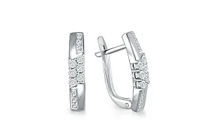 Серьги Дорожки из белого золота с 24 бриллиантами