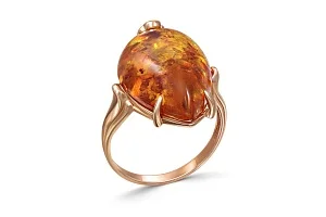 Кольцо из красного золота с янтарём