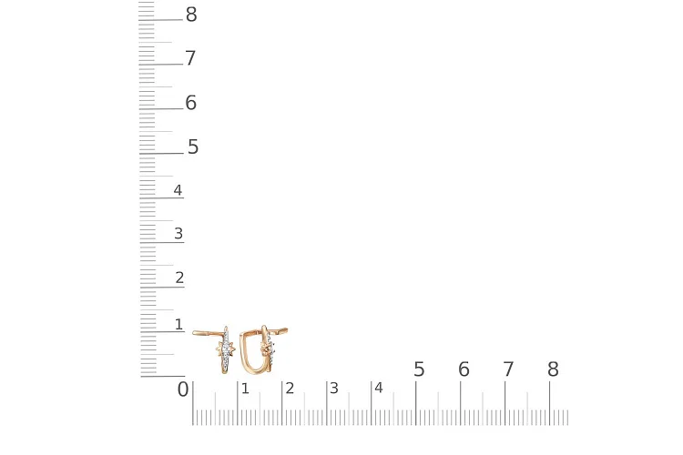 Серьги-пусеты Звезды из красного золота с 6 фианитами