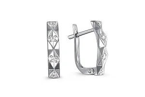 Серьги из белого золота с 8 фианитами