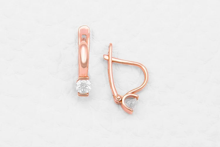 Серьги из красного золота с 2 бриллиантами