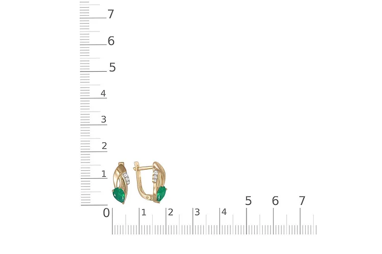 Серьги из жёлтого золота с 2 агатами и 6 фианитами