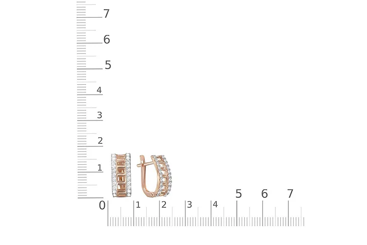 Серьги из красного золота с 44 фианитами