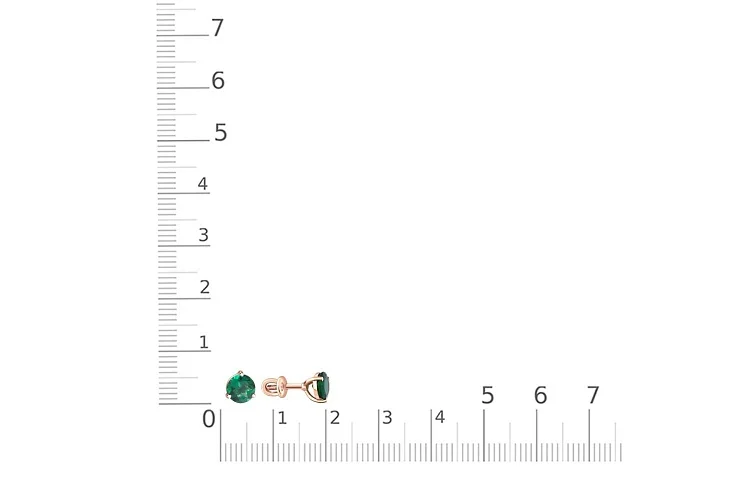 Серьги-пусеты из красного золота с 2 изумрудами