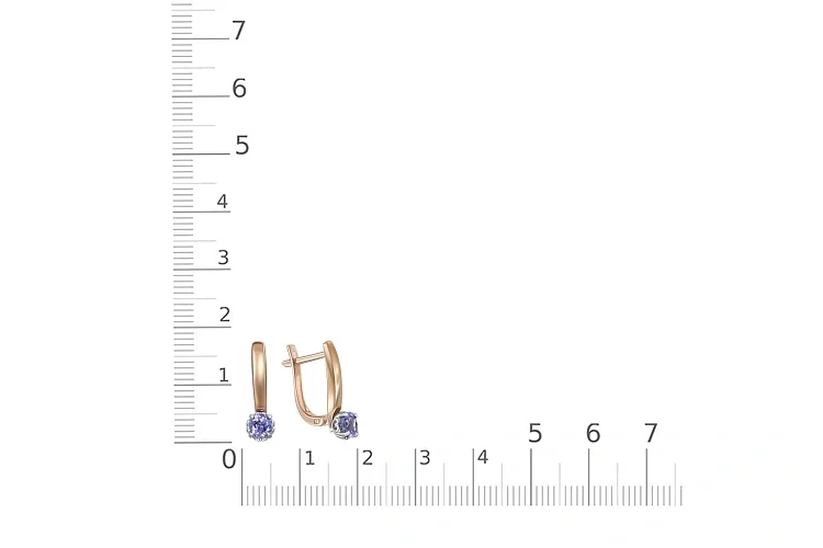 Серьги из красного золота с 2 танзанитами