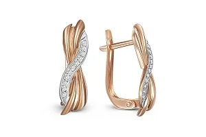 Серьги из красного золота с 22 фианитами