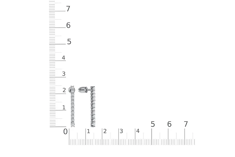 Серьги-пусеты Дорожки из белого золота с 22 бриллиантами