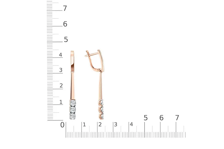 Серьги из красного золота с 6 бриллиантами