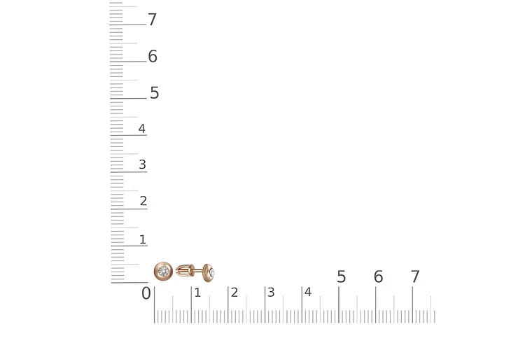 Серьги-пусеты из красного золота с 2 бриллиантами