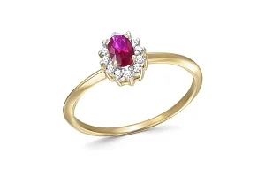 Кольцо из жёлтого золота с рубином и 12 бриллиантами