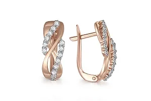 Серьги из красного золота с 24 фианитами