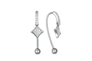 Серьги из белого золота с 36 фианитами