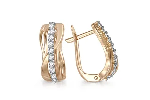 Серьги из жёлтого золота с 20 фианитами