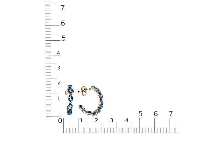 Серьги-пусеты из красного золота с 14 топазами лондон