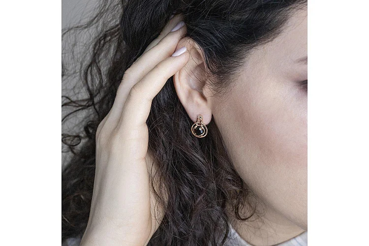 Серьги из красного золота с 2 раухтопазами