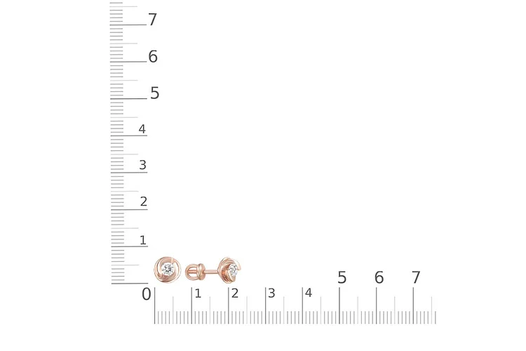 Серьги-пусеты из красного золота с 2 бриллиантами