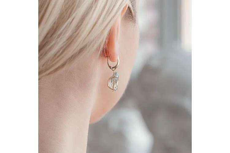 Серьги из жёлтого золота с 2 аметистами