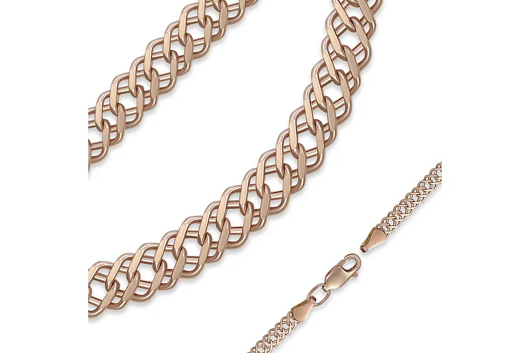 Цепь плетение двойной ромб ⌀ нити 1,0 мм  из красного золота