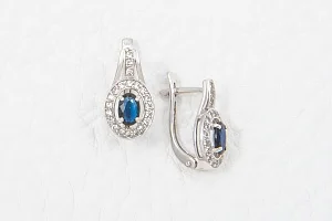 Серьги из белого золота с 2 сапфирами и 42 бриллиантами