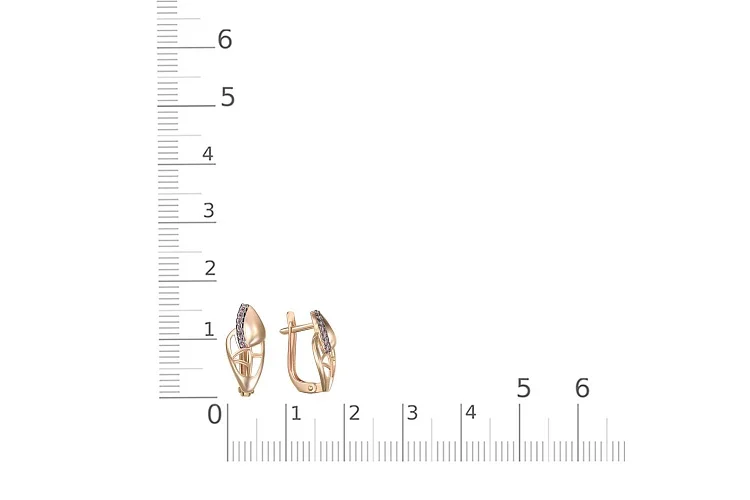 Серьги из красного золота с 14 фианитами
