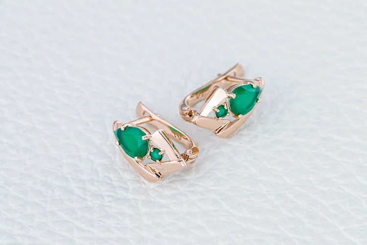 Серьги из красного золота с 4 агатами