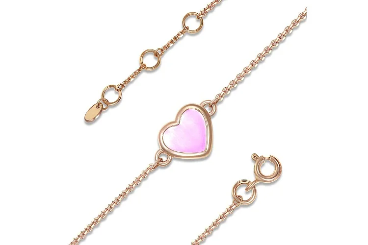 Браслет детский с Сердцем с перламутром из красного золота