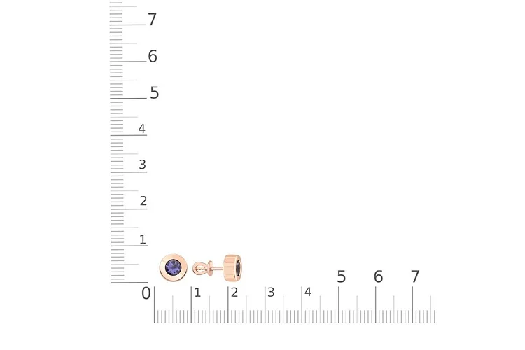 Серьги-пусеты из красного золота с 2 иолитами