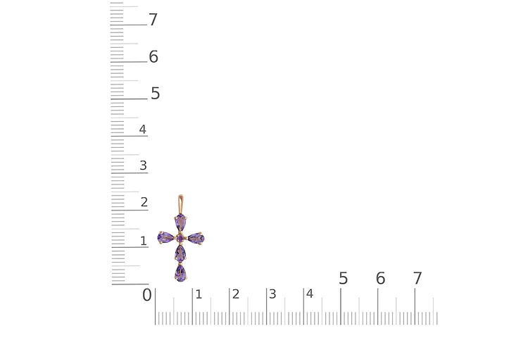 Крест из красного золота с 6 аметистами