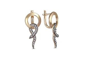 Серьги Змеи из жёлтого золота с 34 фианитами