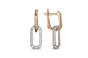 Серьги-трансформеры из красного золота с 40 фианитами