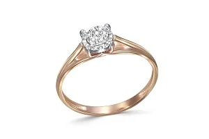 Кольцо Малинка из красного золота с 7 бриллиантами