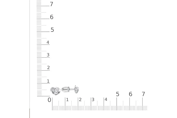 Серьги-пусеты Цветы из белого золота с 2 кристаллами swarovski