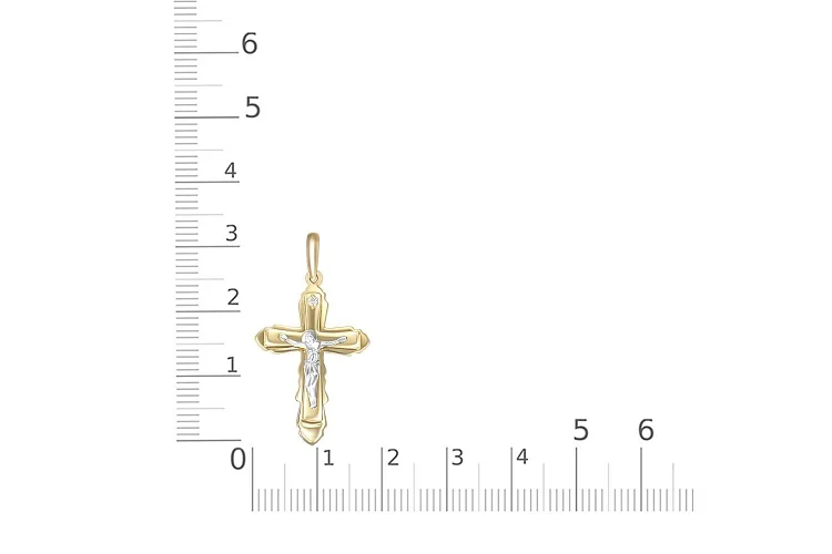 Крест из жёлтого золота с фианитом