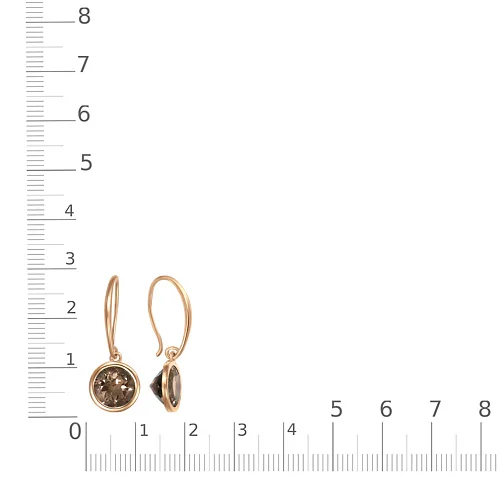 Серьги из красного золота с 2 раухтопазами