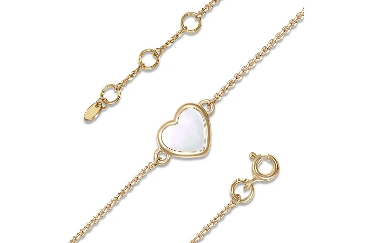 Браслет детский с Сердцем с перламутром из жёлтого золота