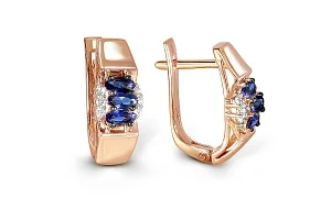 Серьги из красного золота с 18 фианитами