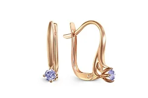 Серьги из красного золота с 2 танзанитами