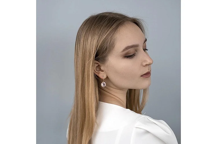 Серьги из красного золота с 2 ситаллами