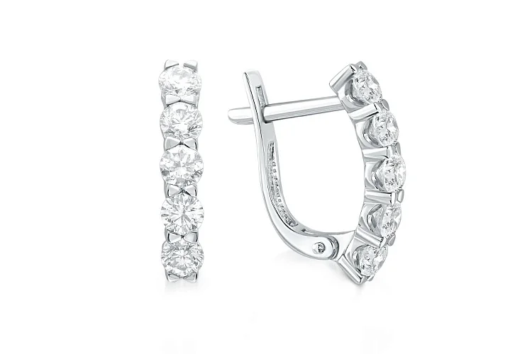 Серьги Дорожки из белого золота с 10 бриллиантами