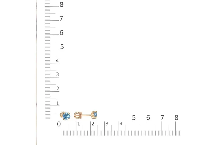 Серьги-пусеты из красного золота с 2 топазами swiss