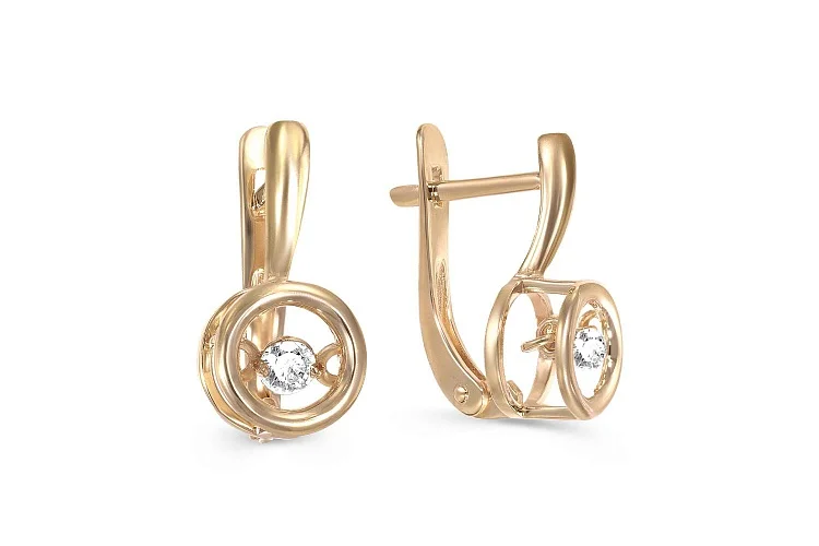 Серьги из красного золота с 2 бриллиантами