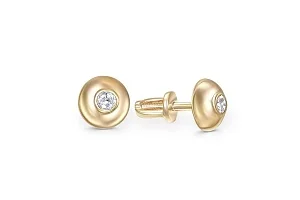 Серьги-пусеты из жёлтого золота с 2 фианитами