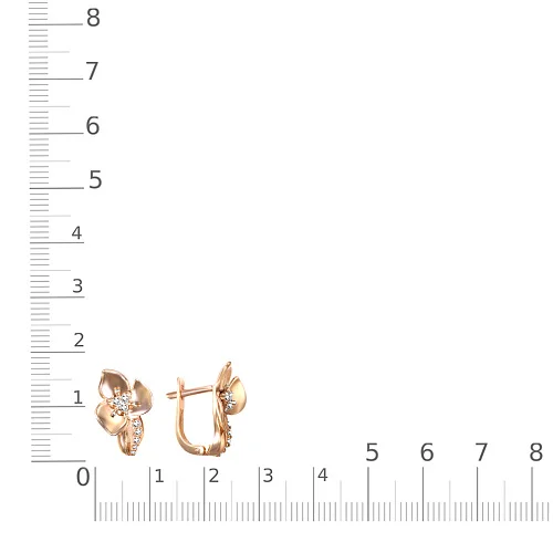 Серьги Цветы из красного золота с 16 бриллиантами