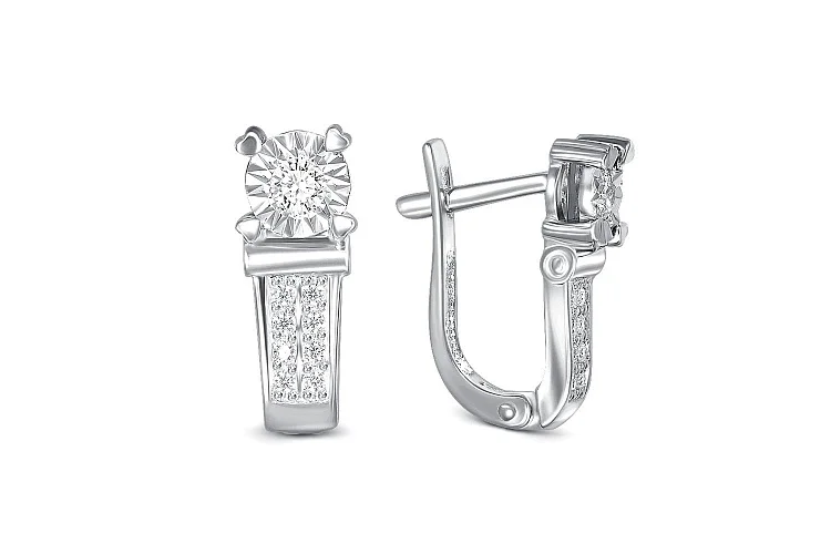 Серьги из белого золота с 18 бриллиантами