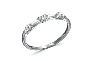 Кольцо из белого золота с 9 фианитами