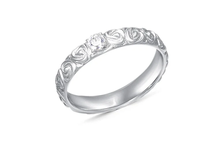 Кольцо из белого золота с бриллиантом
