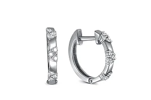 Серьги из белого золота с 18 фианитами