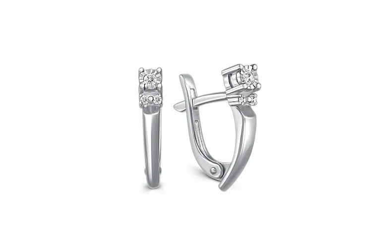 Серьги из белого золота с 6 бриллиантами